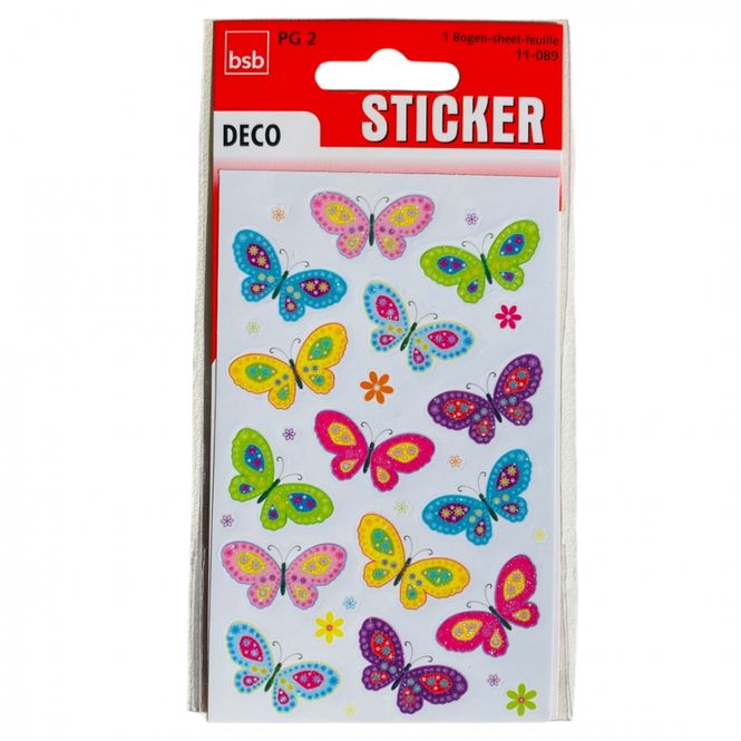 Hovedbilde Stickers 3 ark sommerfugler
