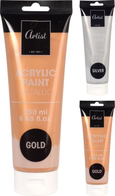 Hovedbilde Akrylmaling Gull/Sølv 250ml | Artist