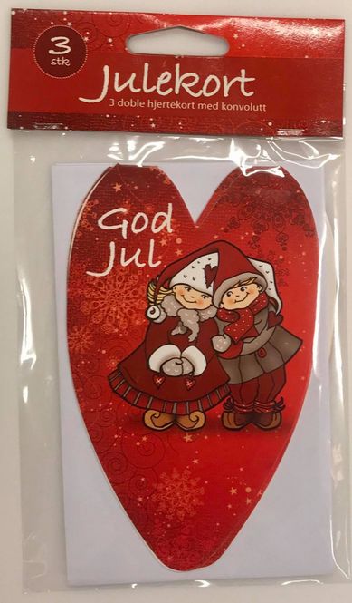 Hovedbilde Julekort dobbelt med konvolutt 3 pk.