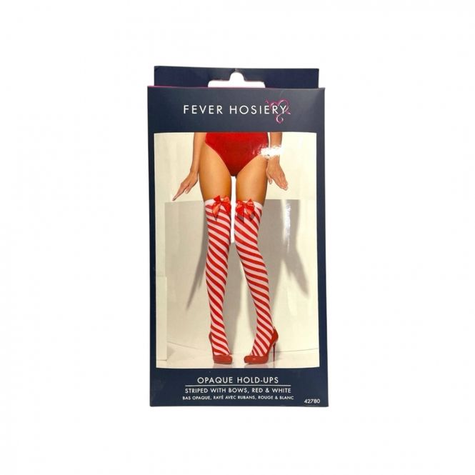 Hovedbilde Strømper med røde og hvite striper Fever Hosiery