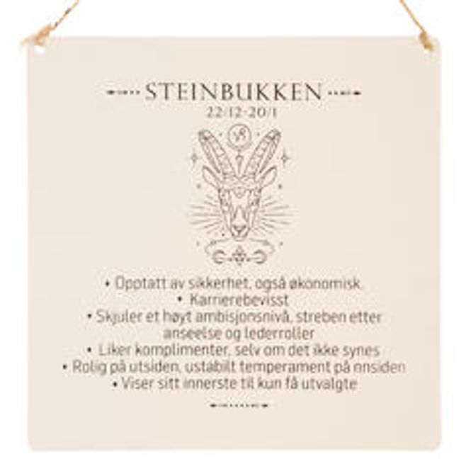 Hovedbilde Skilt firkantet Stjernetegn STEINBUKKEN 15x15cm