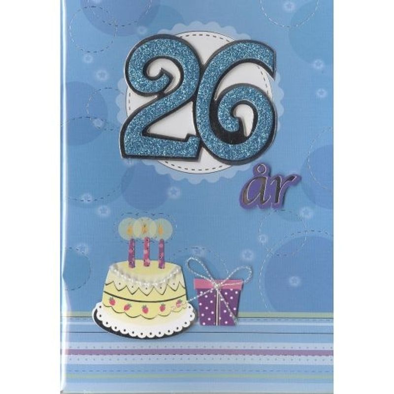 Gratulasjonskort dobbelt med konvolutt 26 år