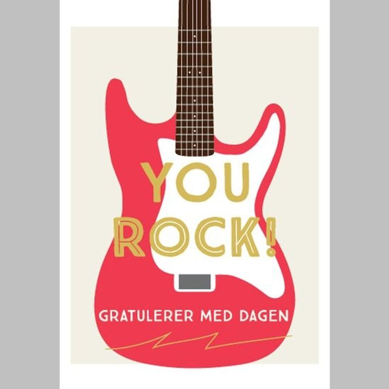 Gratulasjonskort dobbelt med konvolutt You rock!