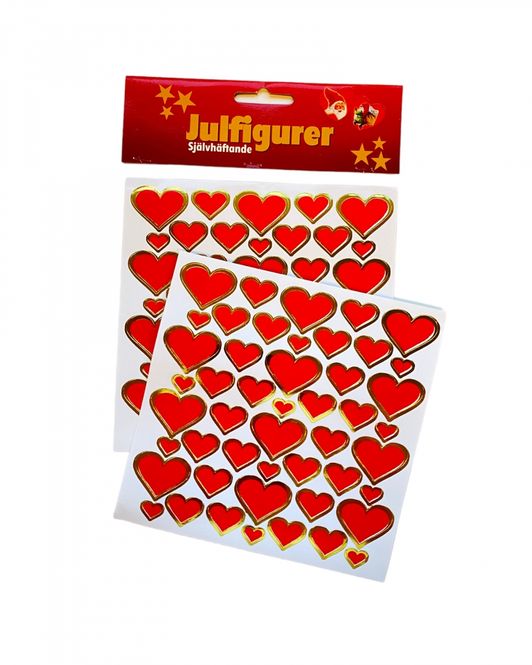 Hovedbilde Julestickers Hjerter 2 ark.