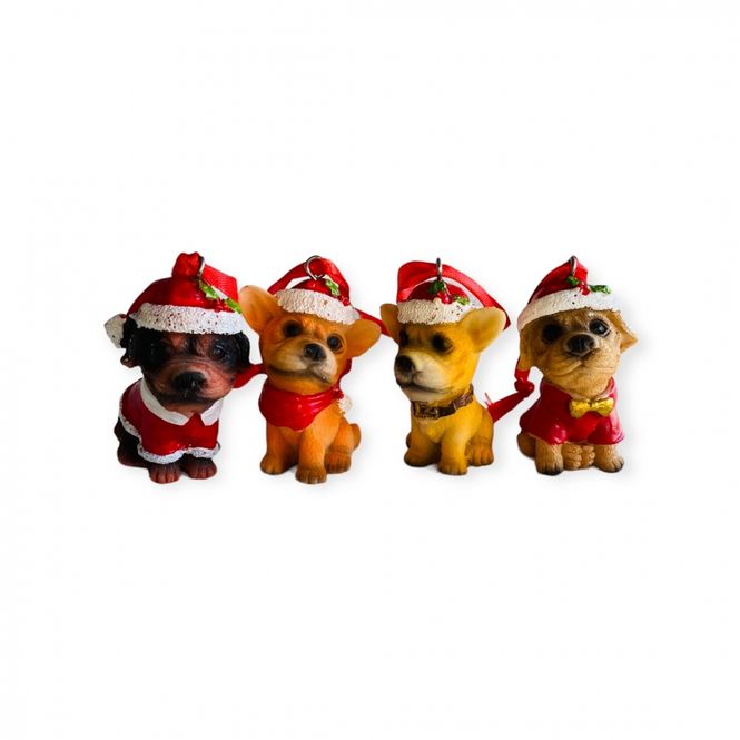 Hovedbilde Hundefigurer med nisselue og oppheng