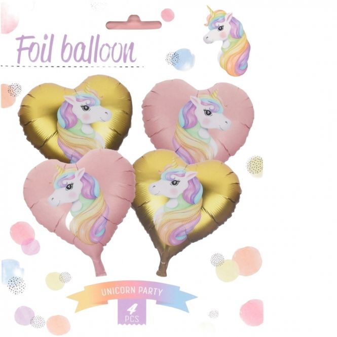 Hovedbilde Folieballonger 4 pk. Enhjørning