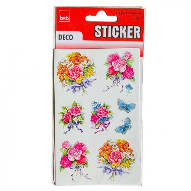 Hovedbilde Stickers 3 ark Blomster