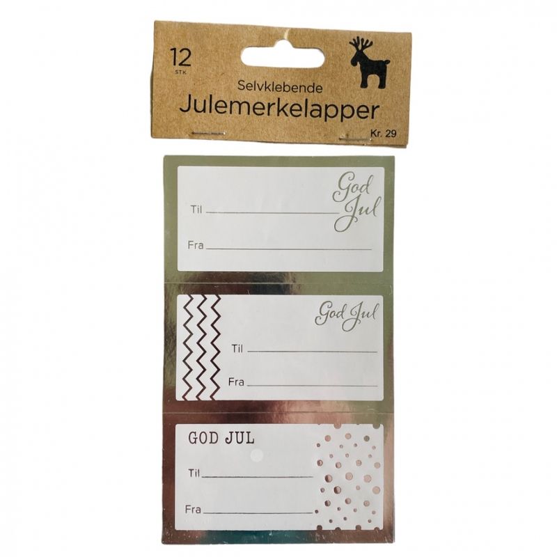 Julemerkelapper 12 pk. selvklebende