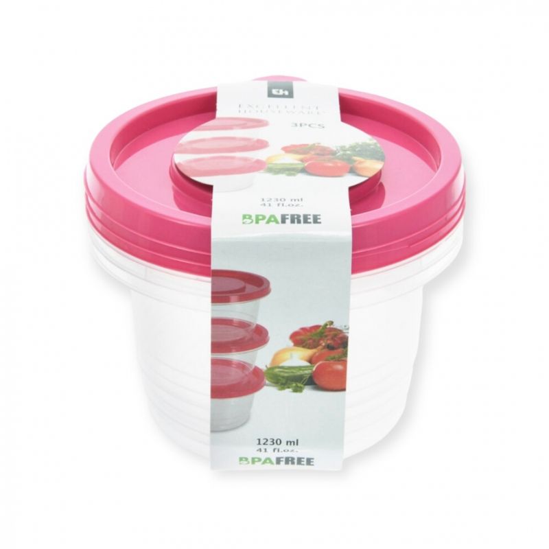 Plastbokser 3 pk. for matoppbevaring 1230 ml