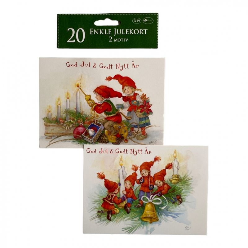 Julekort enkle 20 pk. Nissebarn