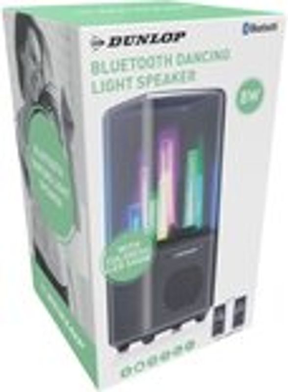 Dunlop Bluetooth-høyttaler med lys - 9 LED-lys - 1200 mAh - 218 x 95 x 93 mm - Svart