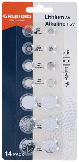 Hovedbilde Knappebatteri AG/CR ass. 14pk Grundig