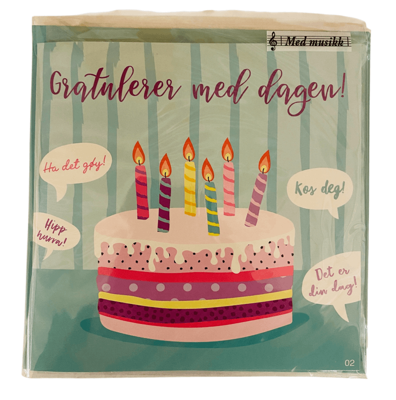 Kort m/musikk dobbelt m/konvolutt Gratulerer med dagen!