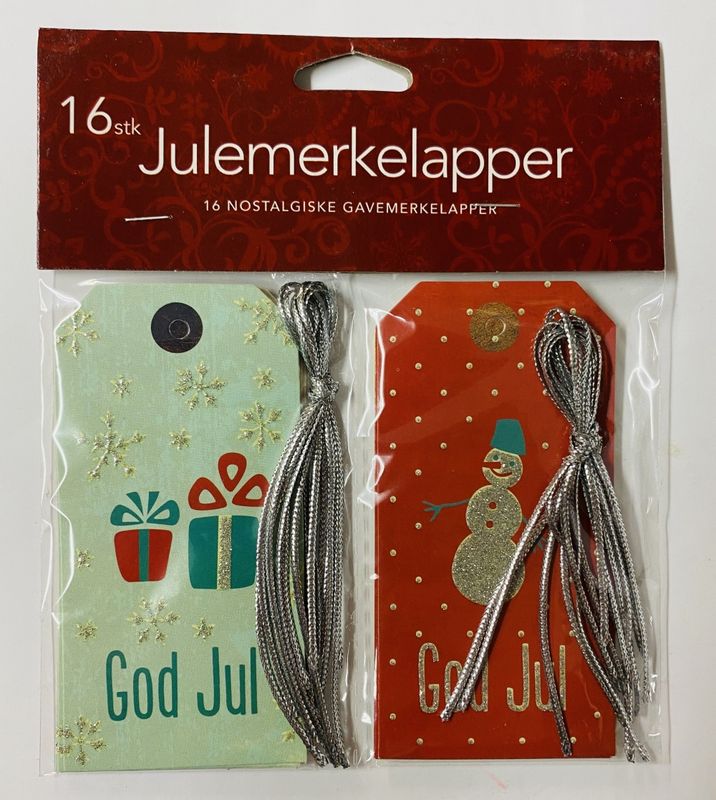 Julemerkelapper 16 pk. Nostalgisk